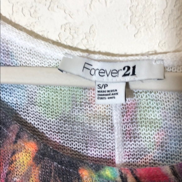 Forever 21 Boho Style Poncho Sweater feather print - Picture 2 of 5